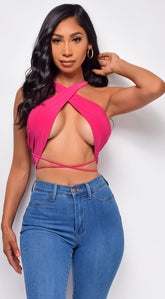 Galia Fuchsia Pink Halter Top